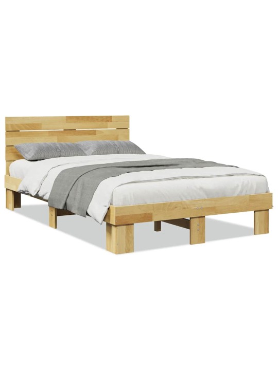 Voodiraam peatsiga ilma madratsita 120x200 cm täispuidust tamm
