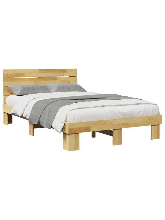 Voodiraam peatsiga ilma madratsita 120x200 cm täispuidust tamm