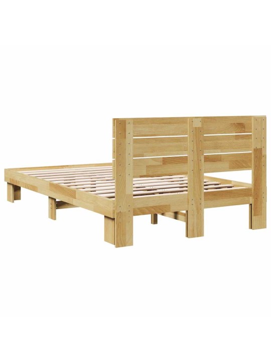 Voodiraam peatsiga ilma madratsita 120x200 cm täispuidust tamm