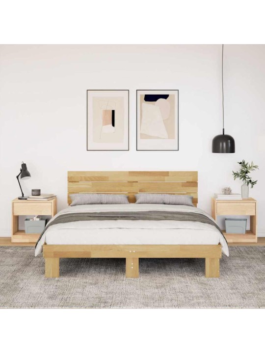 Voodiraam peatsiga ilma madratsita 140x200 cm täispuidust tamm