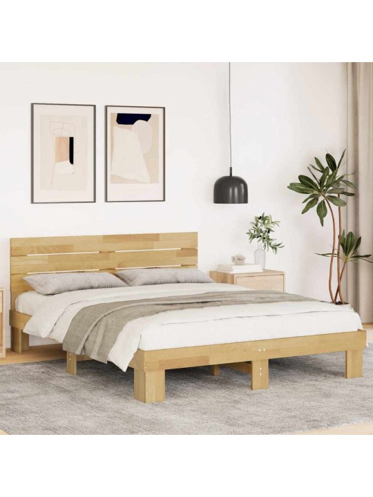 Voodiraam peatsiga ilma madratsita 140x200 cm täispuidust tamm