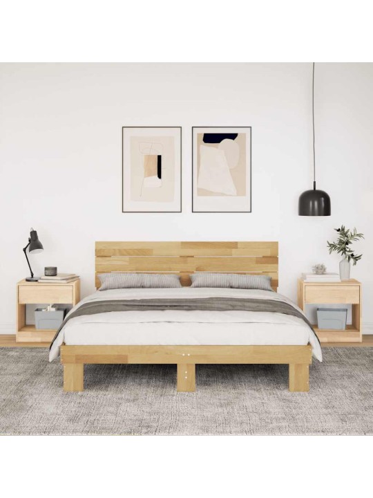 VOODIRAAM PEATSIGA ILMA MADRATSITA 150X200 CM TÄISPUIDUST TAMM