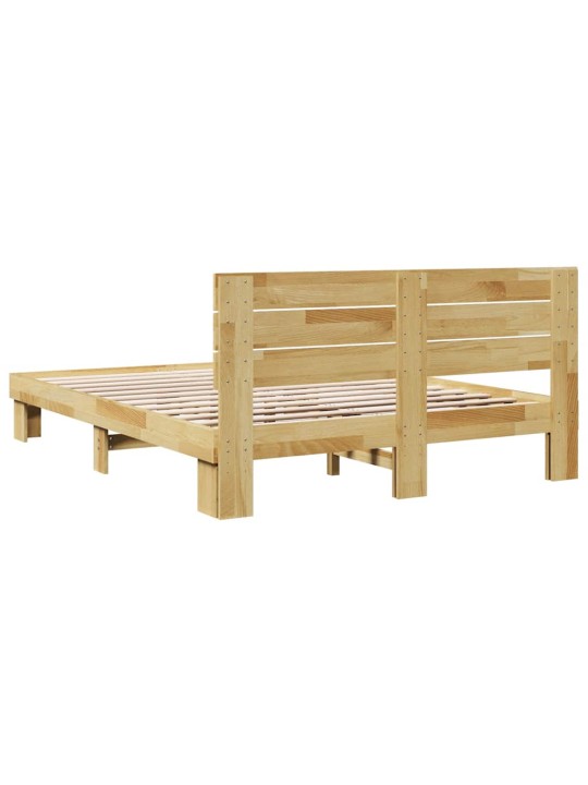 VOODIRAAM PEATSIGA ILMA MADRATSITA 150X200 CM TÄISPUIDUST TAMM