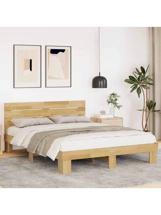 VOODIRAAM PEATSIGA ILMA MADRATSITA 150X200 CM TÄISPUIDUST TAMM