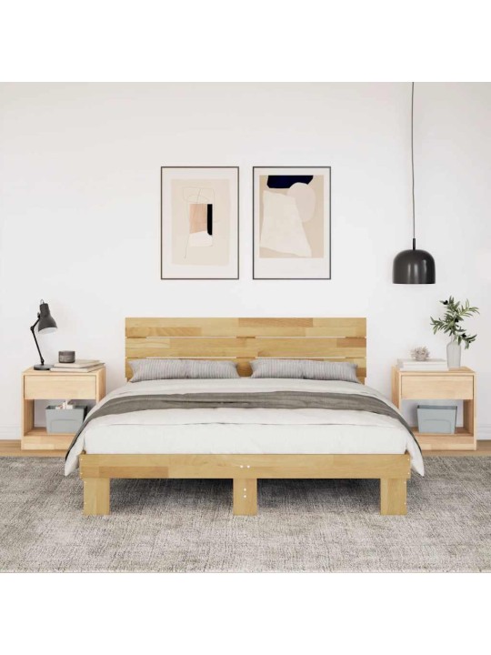 Voodiraam peatsiga ilma madratsita 160x200 cm täispuidust tamm