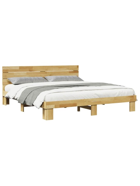 Voodiraam peatsiga ilma madratsita 180x200 cm täispuidust tamm