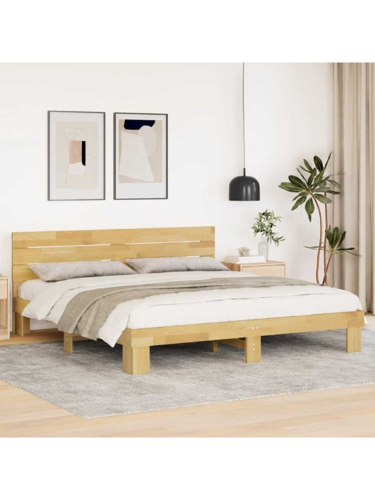 Voodiraam peatsiga ilma madratsita 180x200 cm täispuidust tamm