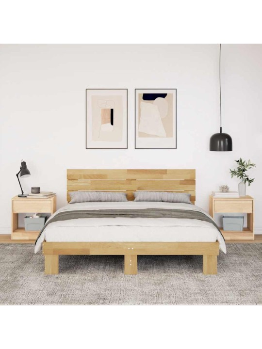 Voodiraam peatsiga ilma madratsita 135x190 cm täispuidust tamm