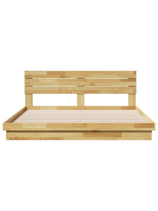 Voodiraam peatsiga ilma madratsita 200x200 cm täispuidust tamm