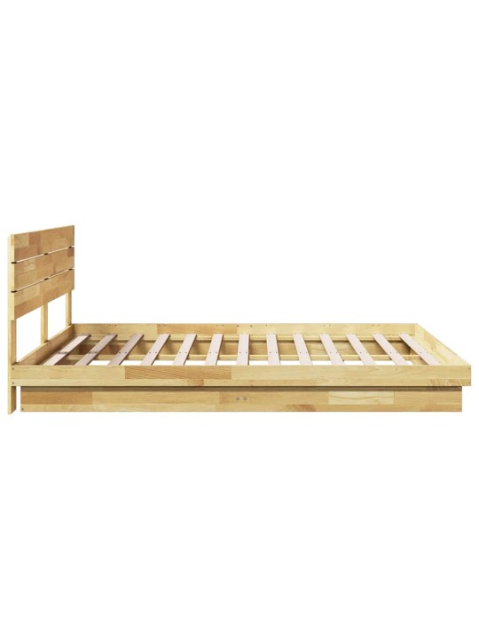Voodiraam peatsiga ilma madratsita 200x200 cm täispuidust tamm