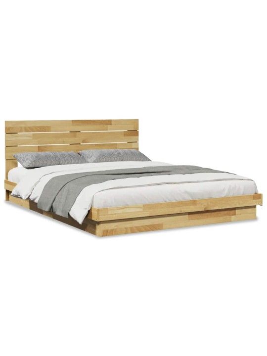 VOODIRAAM PEATSIGA ILMA MADRATSITA 150X200 CM TÄISPUIDUST TAMM
