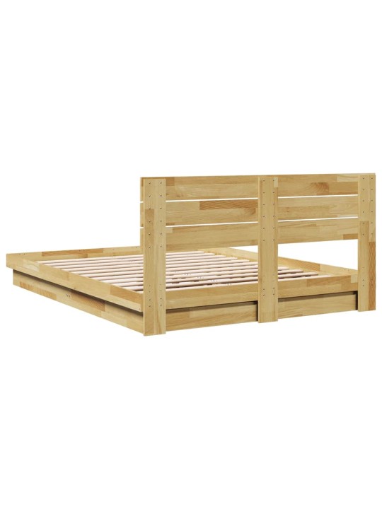 VOODIRAAM PEATSIGA ILMA MADRATSITA 150X200 CM TÄISPUIDUST TAMM