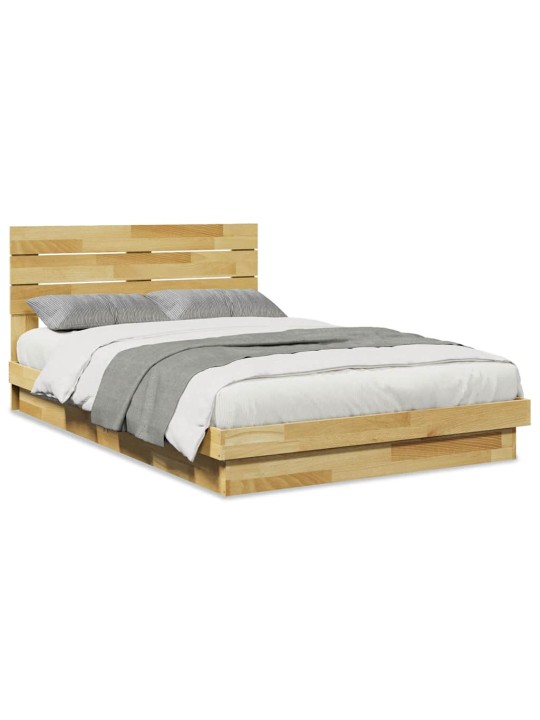 Voodiraam peatsiga ilma madratsita 120x200 cm täispuidust tamm