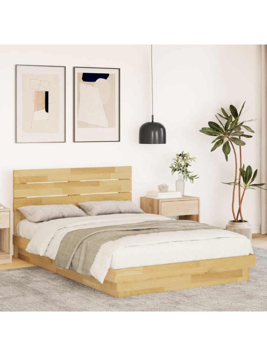 Voodiraam peatsiga ilma madratsita 120x200 cm täispuidust tamm