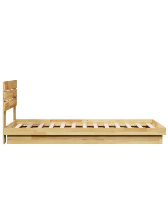 Voodiraam peatsiga ilma madratsita 100x200cm täispuidust tamm