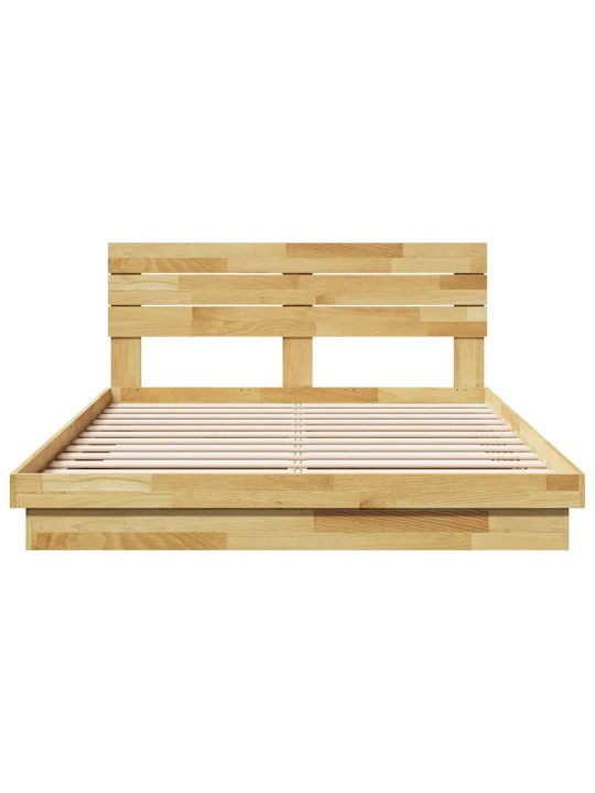 Voodiraam peatsiga ilma madratsita 135x190 cm täispuidust tamm