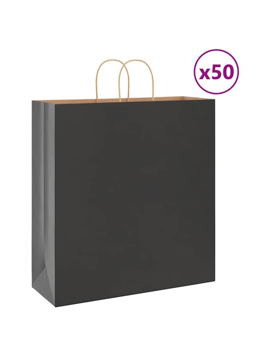 PABERKOTID, 50 TK, KÄEPIDEMETEGA, MUST, 45X17X48 CM