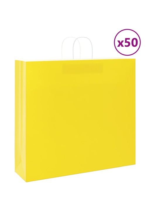 PABERKOTID, 50 TK, KÄEPIDEMETEGA, KOLLANE, 54X15X49 CM