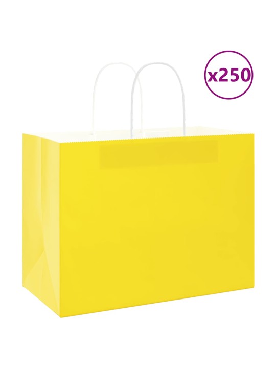 PABERKOTID, 250 TK, KÄEPIDEMETEGA, KOLLANE, 32X17X25 CM