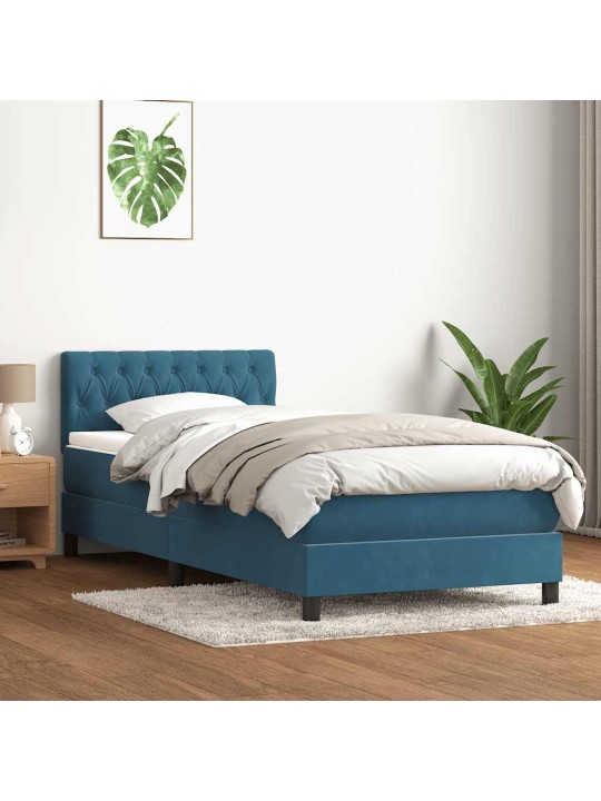KONTINENTAALVOODI MADRATSIGA, TUMESININE, 80X220 CM, SAMET