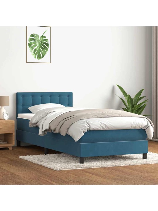 KONTINENTAALVOODI MADRATSIGA, TUMESININE, 80X220 CM, SAMET