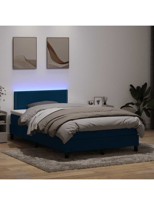KONTINENTAALVOODI MADRATSIGA, TUMESININE, 120X210 CM, SAMET