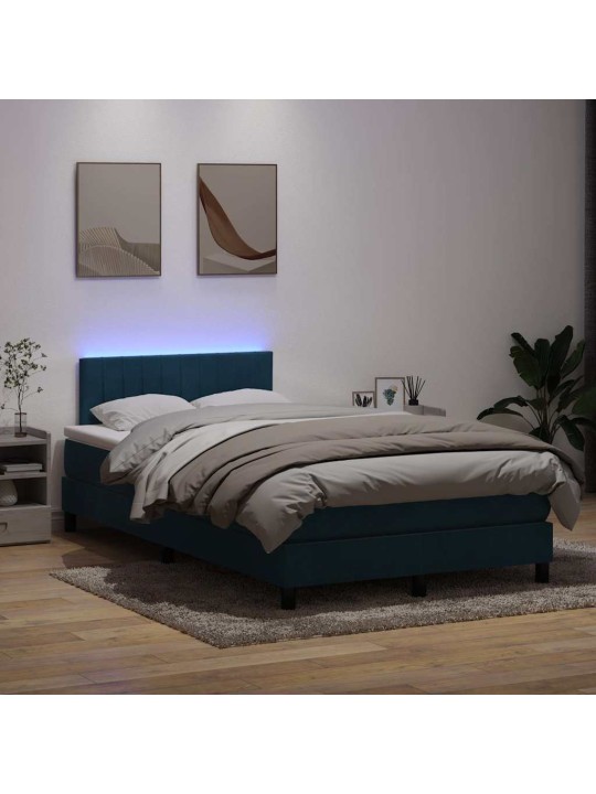 KONTINENTAALVOODI MADRATSIGA, TUMESININE, 120X210 CM, SAMET
