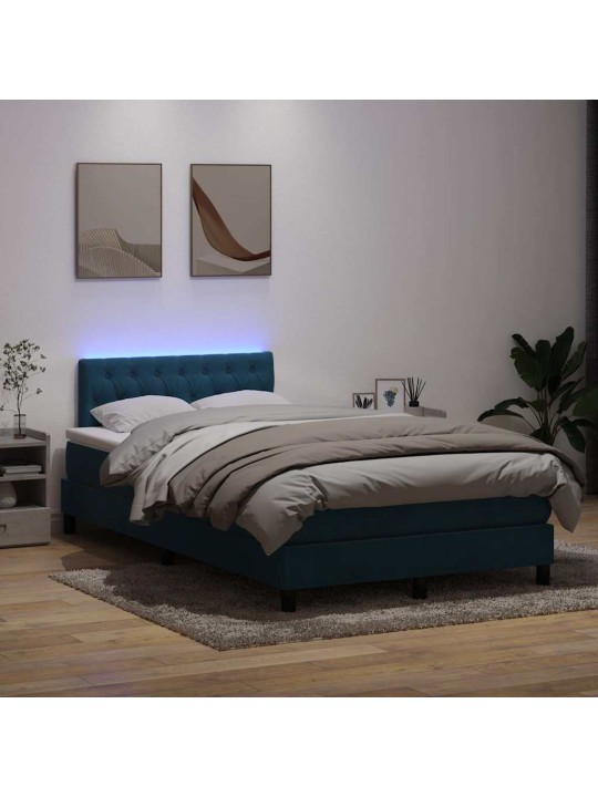 KONTINENTAALVOODI MADRATSIGA, TUMESININE, 120X210 CM, SAMET