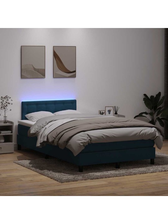KONTINENTAALVOODI MADRATSIGA, TUMESININE, 120X210 CM, SAMET