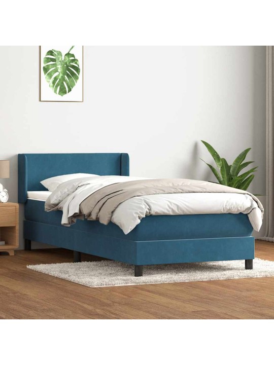 KONTINENTAALVOODI MADRATSIGA, TUMESININE, 80X220 CM, SAMET