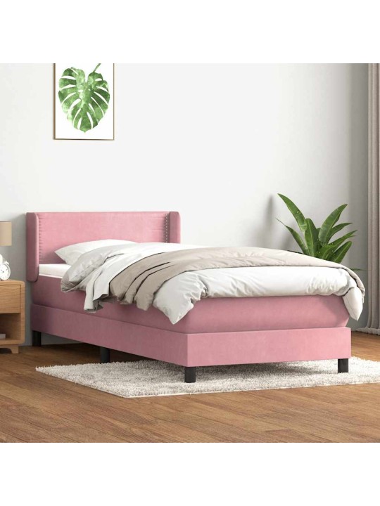 KONTINENTAALVOODI MADRATSIGA, ROOSA, 80X220 CM, SAMET