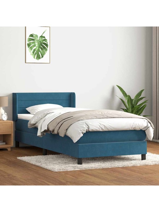KONTINENTAALVOODI MADRATSIGA, TUMESININE, 80X220 CM, SAMET