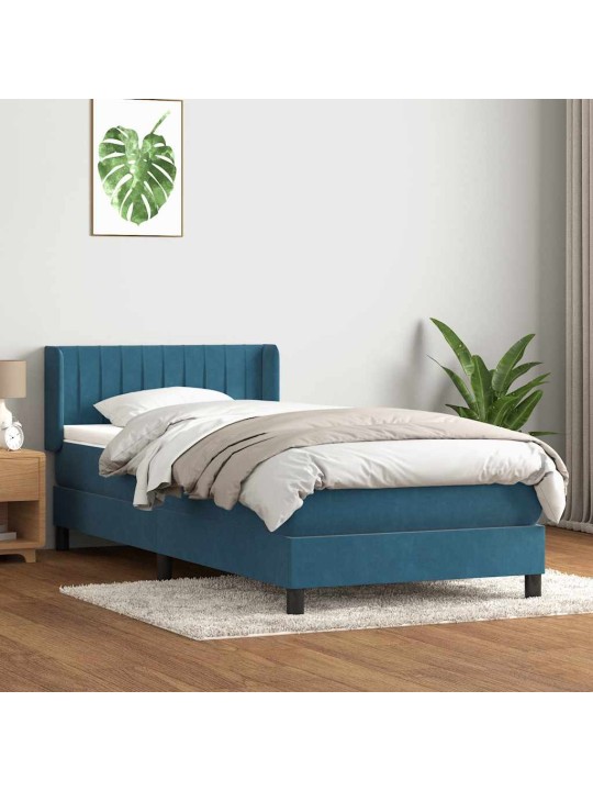 KONTINENTAALVOODI MADRATSIGA, TUMESININE, 80X220 CM, SAMET