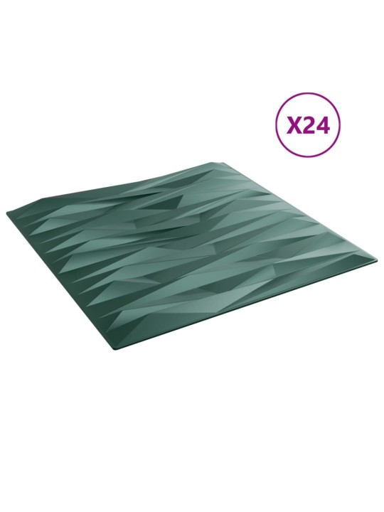 Seinapaneelid 24 tk, roheline, 50 x 50 cm, xps 6 m², kivi