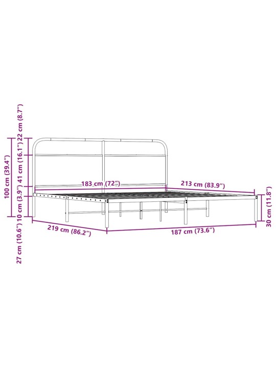 METALLIST VOODIRAAM ILMA MADRATSITA SUITSUTATUD TAMM 183X213 CM