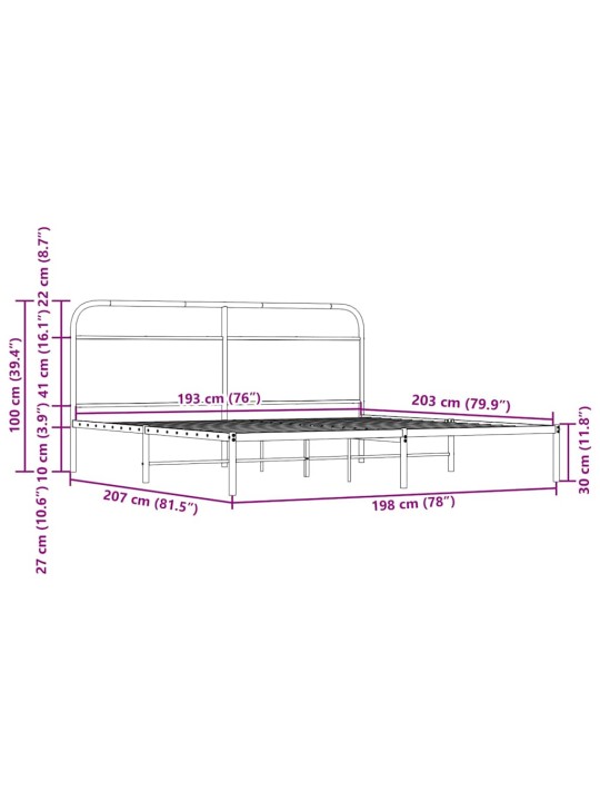 METALLIST VOODIRAAM ILMA MADRATSITA SONOMA TAMM 193X203 CM