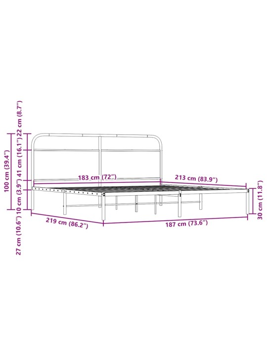 METALLIST VOODIRAAM ILMA MADRATSITA PRUUN TAMM 183X213 CM