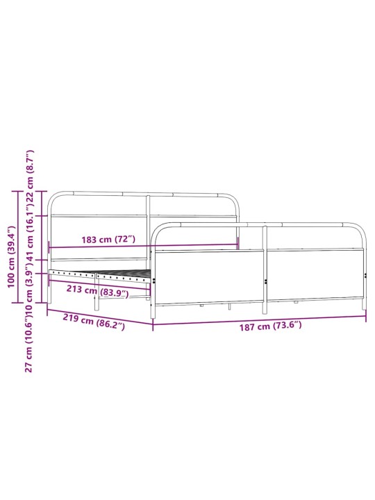 METALLIST VOODIRAAM ILMA MADRATSITA PRUUN TAMM 183X213 CM