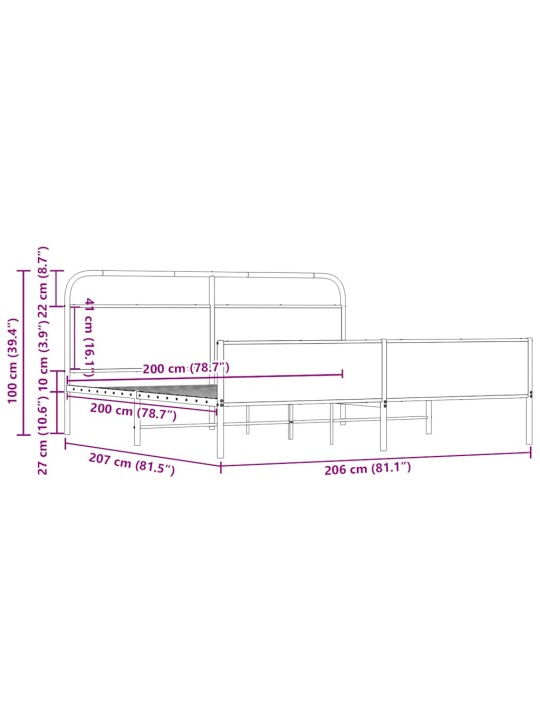 METALLIST VOODIRAAM ILMA MADRATSITA SONOMA TAMM 200X200 CM