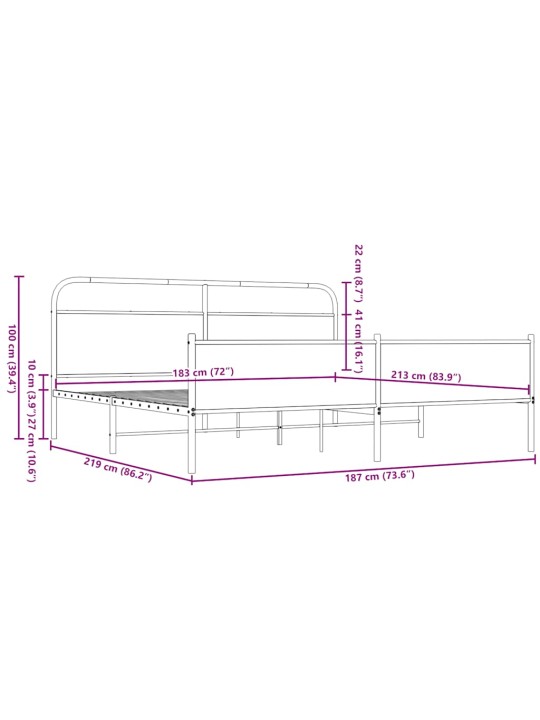 METALLIST VOODIRAAM ILMA MADRATSITA PRUUN TAMM 183X213 CM