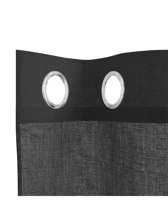 VOILE KARDINAD RÕNGASTEGA 2 TK MUST 140X175 CM