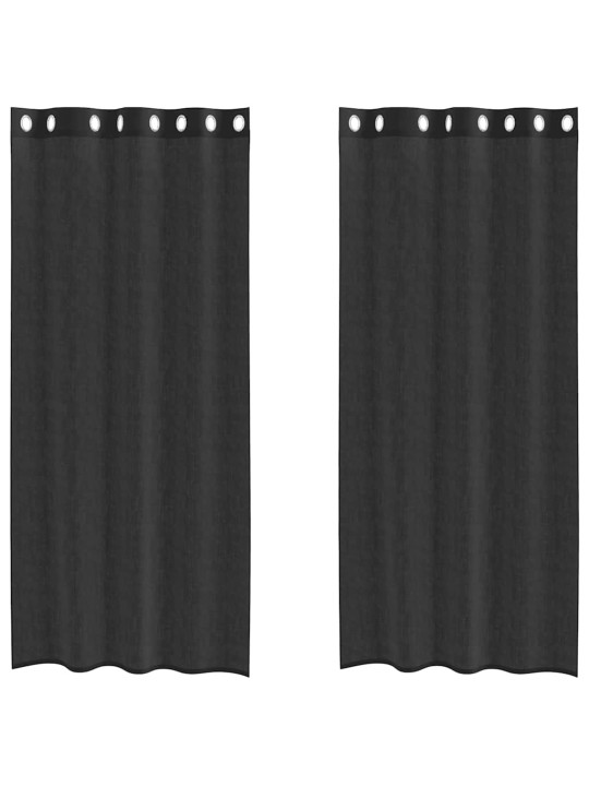 VOILE KARDINAD RÕNGASTIHENDIGA 2 TK MUST 140X225 CM