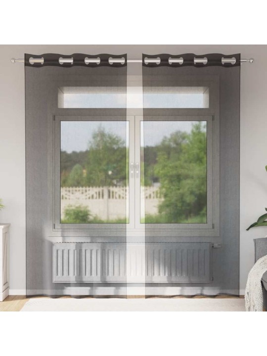 VOILE KARDINAD RÕNGASTEGA 2 TK MUST 140X245 CM