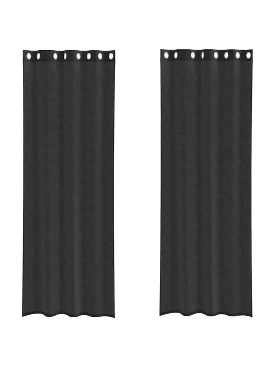 VOILE KARDINAD RÕNGASTEGA 2 TK MUST 140X300 CM