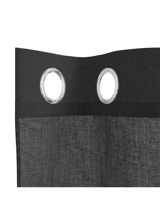 VOILE KARDINAD RÕNGASTEGA 2 TK MUST 140X300 CM