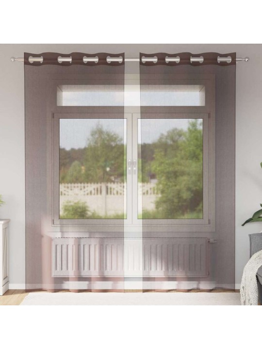 VOILE KARDINAD RÕNGASTEGA 2 TK PRUUN 140X245 CM