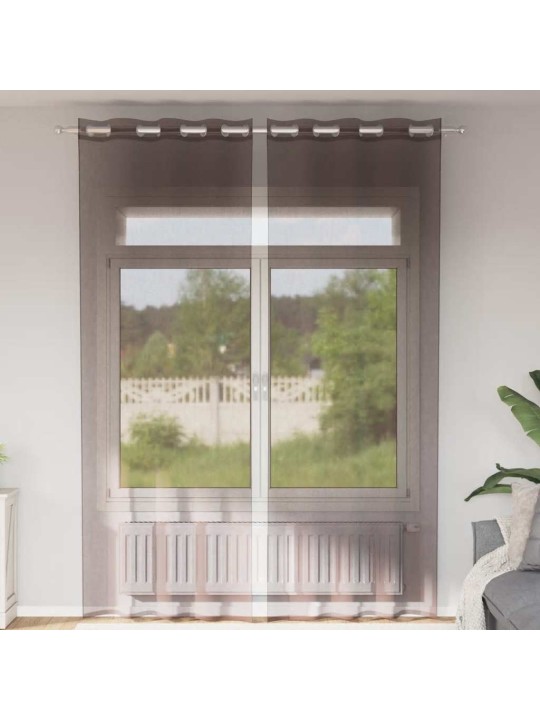VOILE KARDINAD RÕNGASTEGA 2 TK PRUUN 140X300 CM