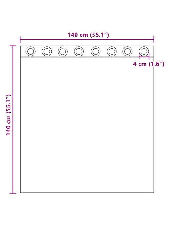 VOILE KARDINAD RÕNGASTEGA 2 TK ROOSA 140X140 CM