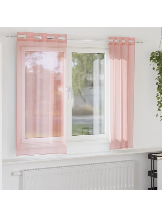 VOILE KARDINAD RÕNGASTEGA 2 TK ROOSA 140X140 CM