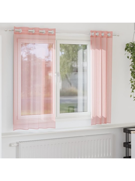 RÕNGASTIHENDIGA KARDINAD 2 TK ROOSA 140X175 CM